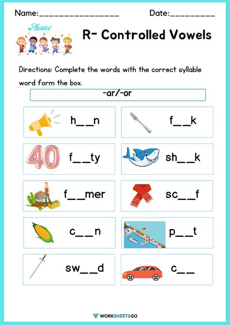 R Controlled Vowels Worksheets | Vowel worksheets, Phonics activities